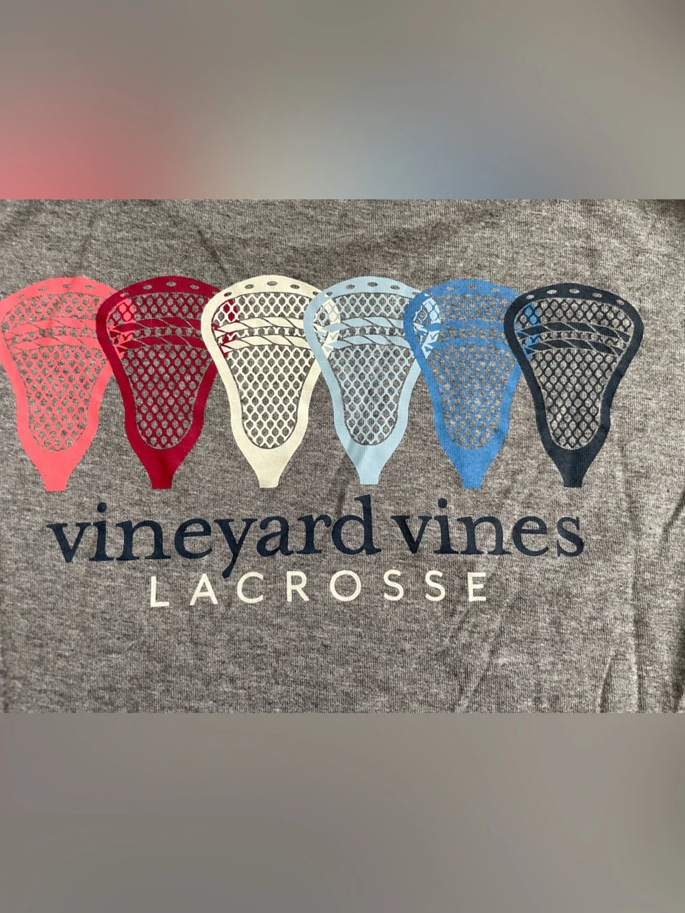 Vineyard Vines Gray Long Sleeve Pocket Tee with Lacrosse Logo